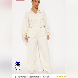 Fashion Nova Cream Windbreaker Pant Set